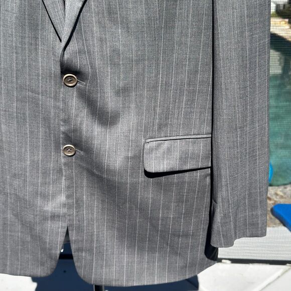 Brooks Brothers 346 Stretch Grey Striped 2 Piece Wool Suit 42L 36x31 - Picture 2 of 16
